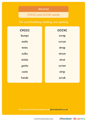 Word list: CVCCC and CCCVC Words - image