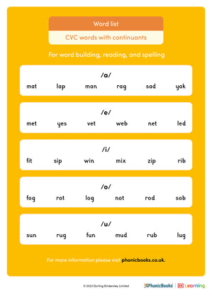 Word list: CVC words with continuants - image