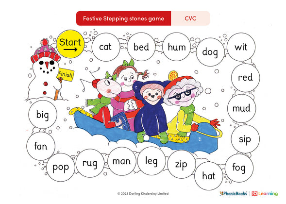 Festive stepping stones game: CVC words - image