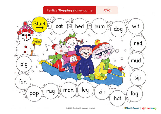 Festive stepping stones game: CVC words - image