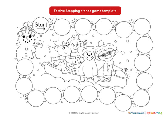 Festive stepping stones game template - image