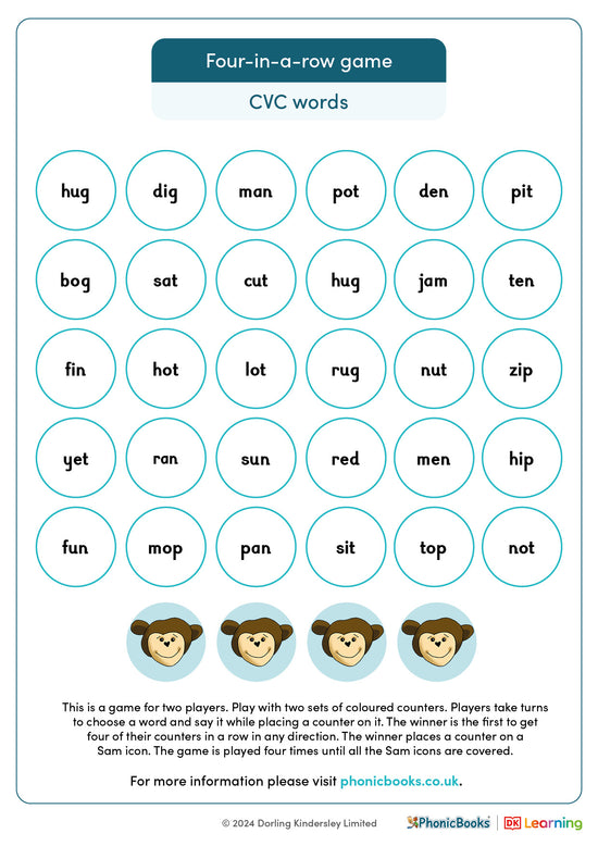 Four-in-a-row game: CVC words - image