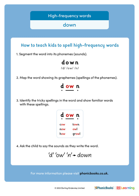 High-frequency words: 'down' - image