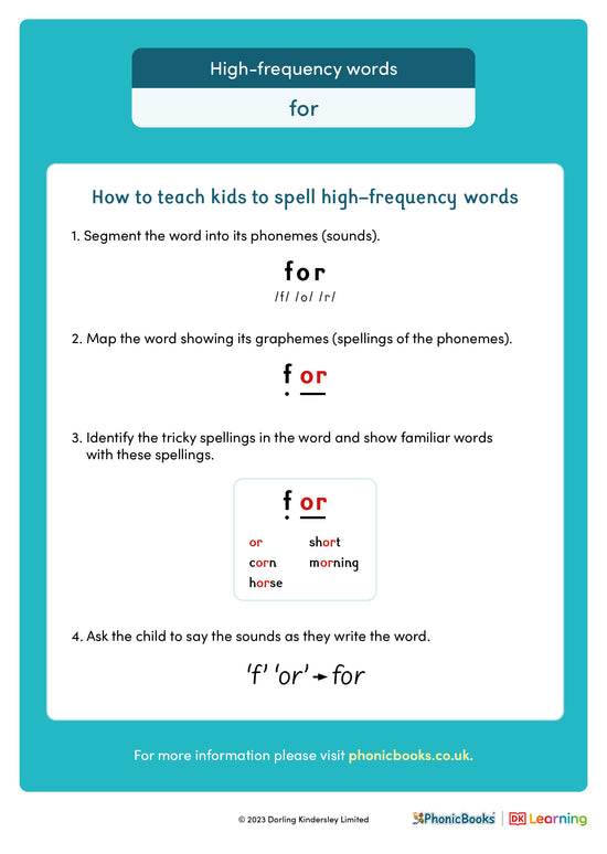 High-frequency words: 'for' - image