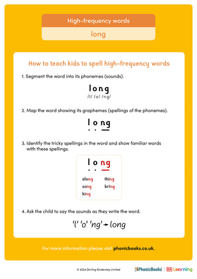 High-frequency words: 'long' – Phonic Books UK