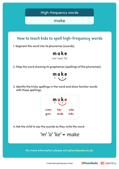 High-frequency words: 'make' – Phonic Books UK