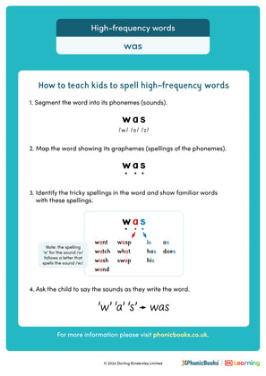 High-frequency words: 'was' - image