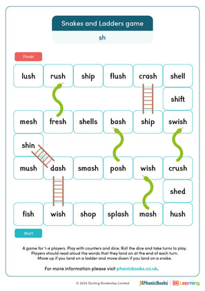 Snakes and Ladders game: words with 'sh' - image