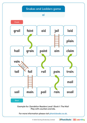 Snakes and Ladders game: words with 'ai' - image