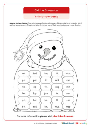 Four-in-a-row game: Snowman CVC words - image