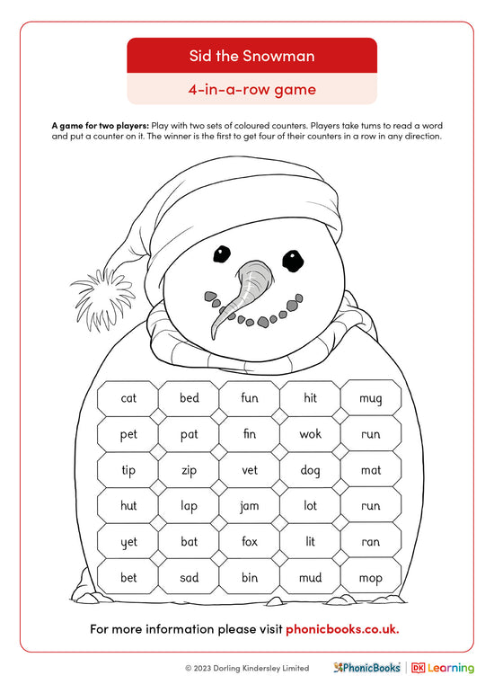 Four-in-a-row game: Snowman CVC words - image