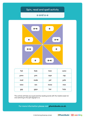 Spin, read and spell activities: 'a' and 'a-e' - image