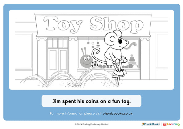 Toy Shop sentence with /oi/ words (B&W) - image