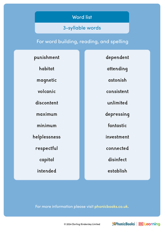 Word list: Three-syllable words - image